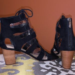 Marc Fisher Lace-up Black Suede Leather Sandals 8M